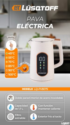 Pava Eléctrica Lusqtoff Digital  1,7lts.