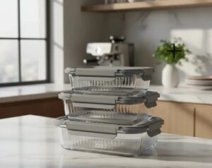 Set x3 tuppers de vidrio Carol