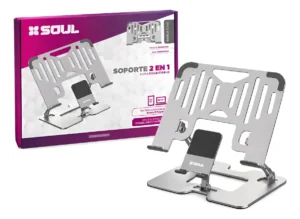 Soporte 2 En 1 Para Notebook Y Celular Metalico Plegable
